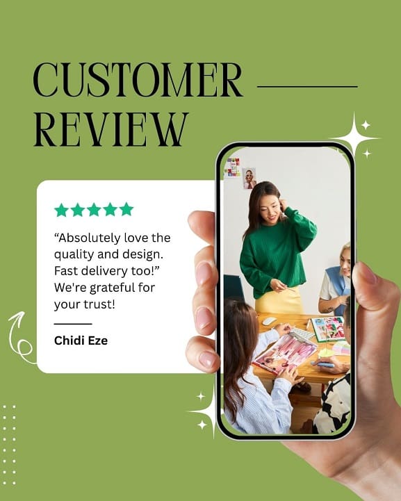 analysis of the five-star experience 6 yellow black and white modern customer review instagram post